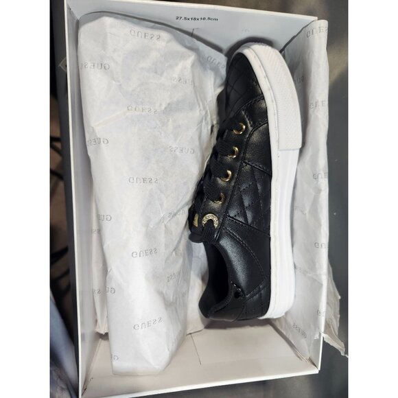 GUESS LOVEN lace-up SNEAKERS - SIZE 8.5M - BLACK/gold - - Picture 7 of 8